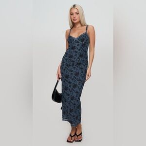 Princess Polly Blue/Black Floral Midi Dress